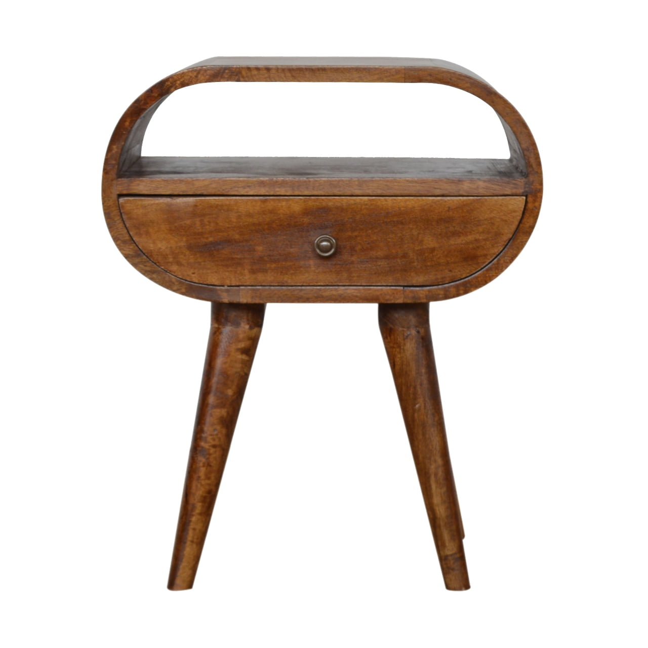 Solid Wood Chestnut Circular Open Bedside