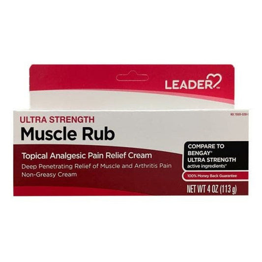 Leader Ultra Strength OTC Muscle Rub Cream For Pain Relief 4 Oz