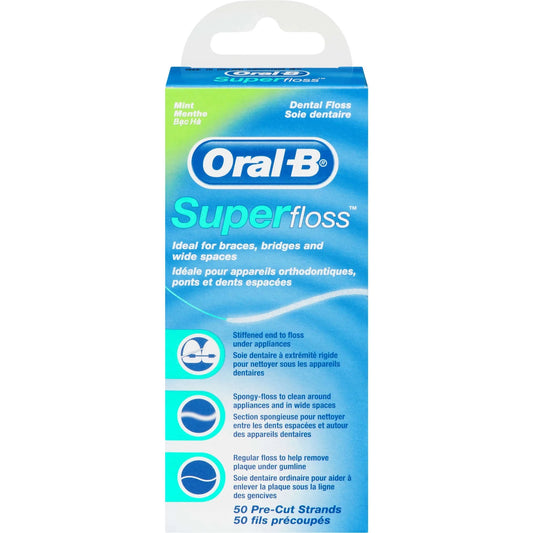Oral-B Super Floss Pre-Cut Strands Dental Floss, Mint