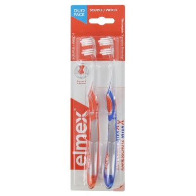 Elmex Anti-Decays InterX Soft Toothbrushes Duo Pack - Colour: Blue And Orange