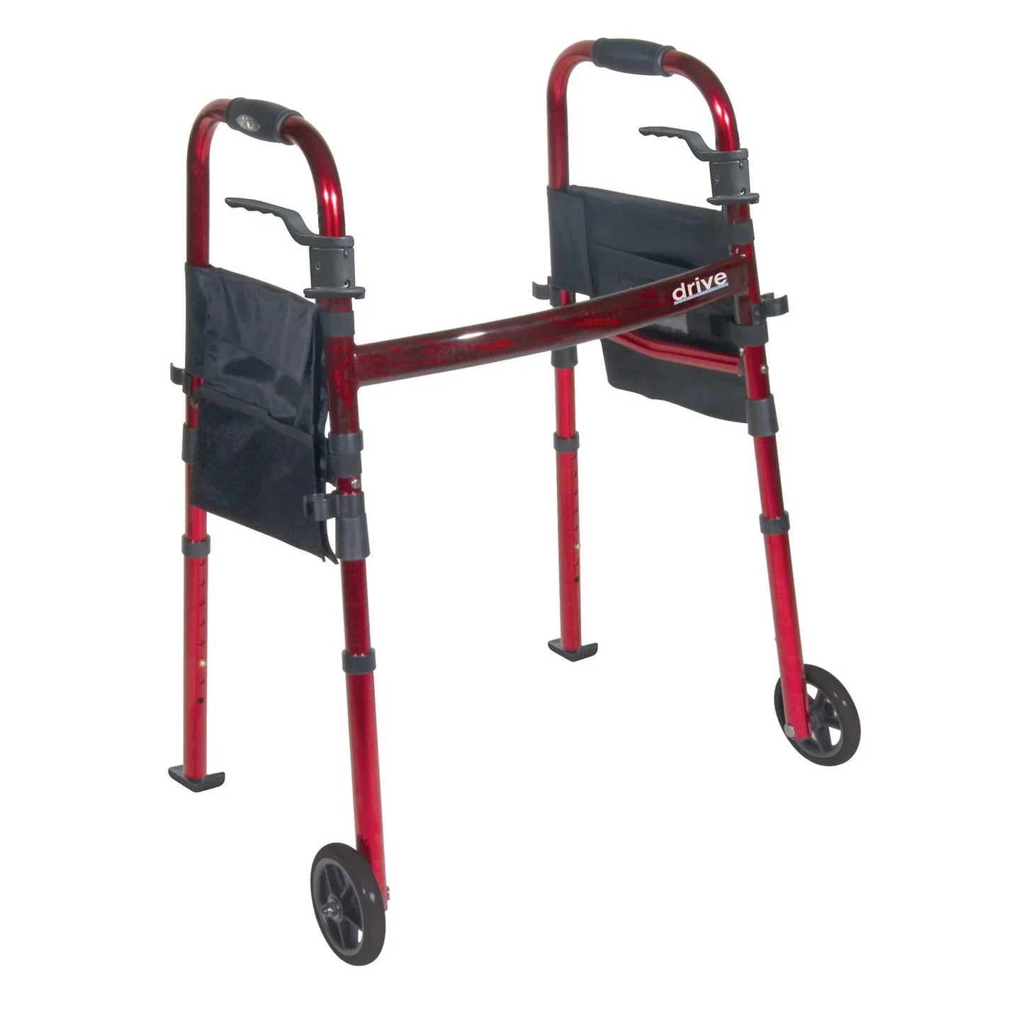 Drive Medical Portable Folding Travel Walker With 5" Wheels And Fold Up Legs