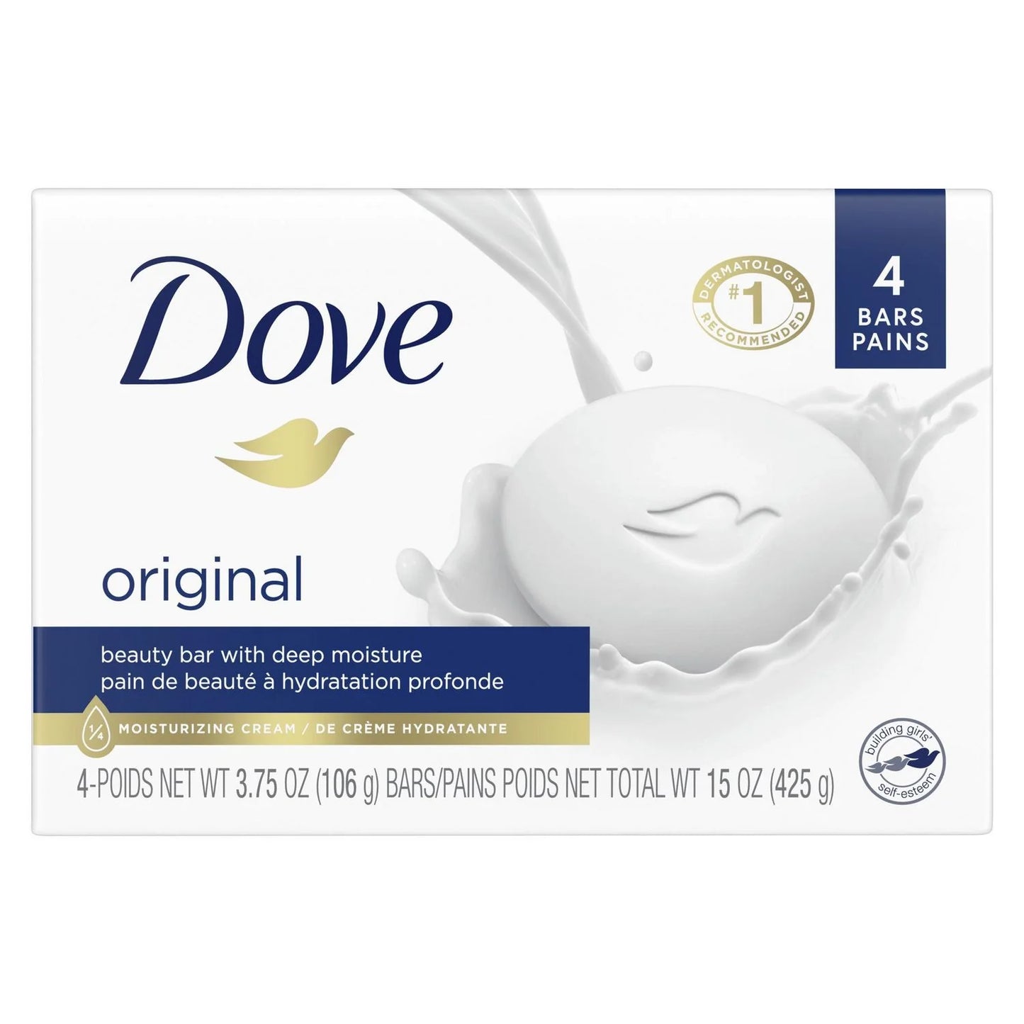 Dove Beauty Bar Gentle Skin Cleanser Original, 3.75 Oz, 4 Bars