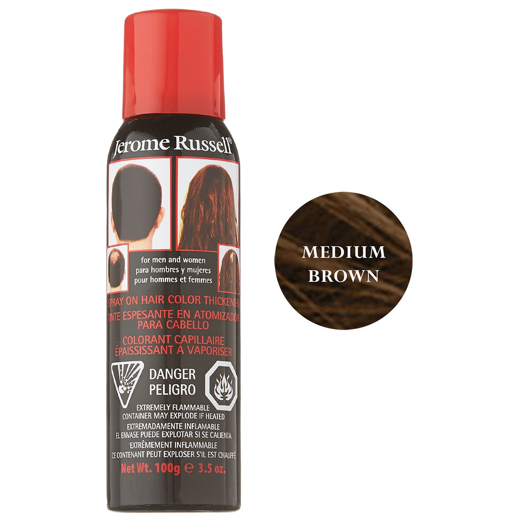 Jerome Russell Spray On Hair Color Thickener, Medium Brown, 3.5 Oz