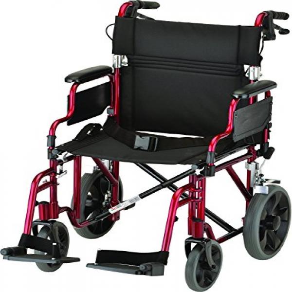 Nova Medical Products Aluminum Transport Chair With 12 Inch Rear Wheels 19