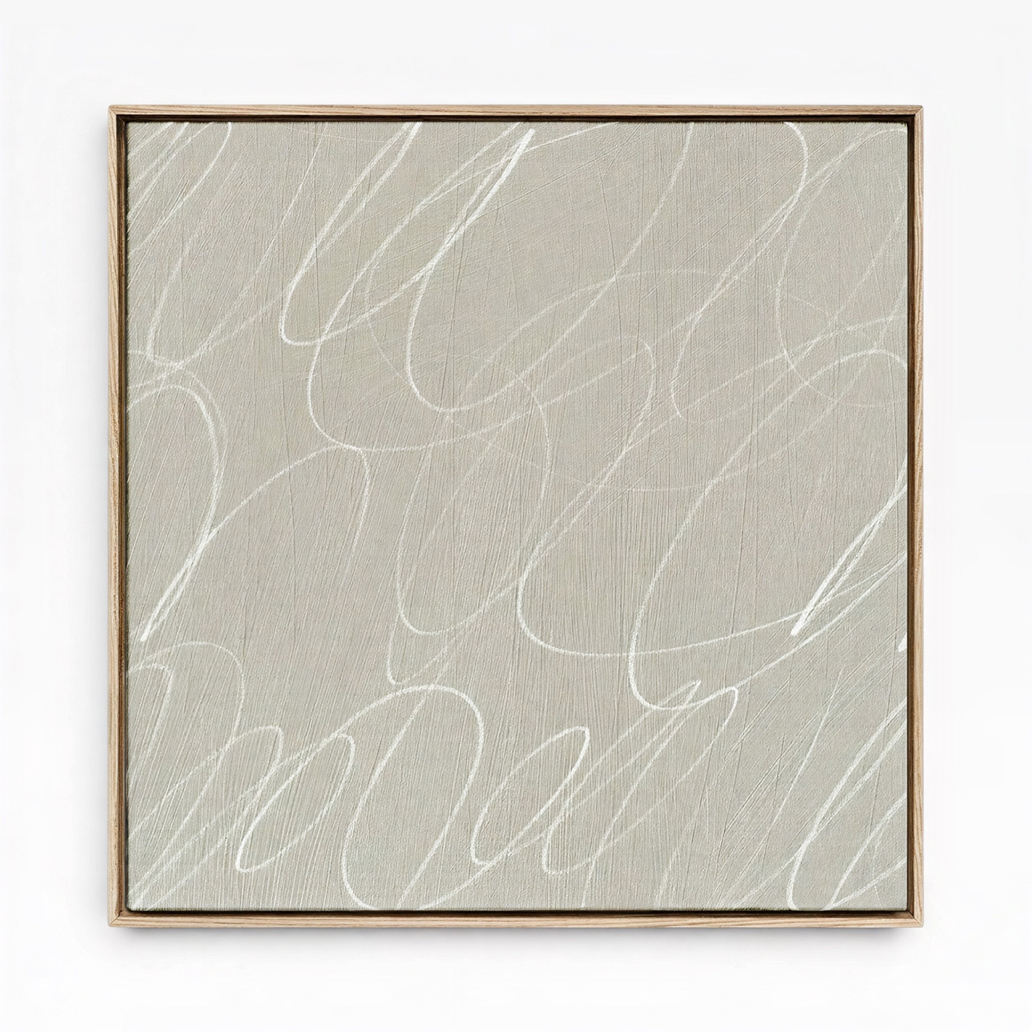 Abstract Marks in Neutral Framed Canvas Wall Art in French Linen