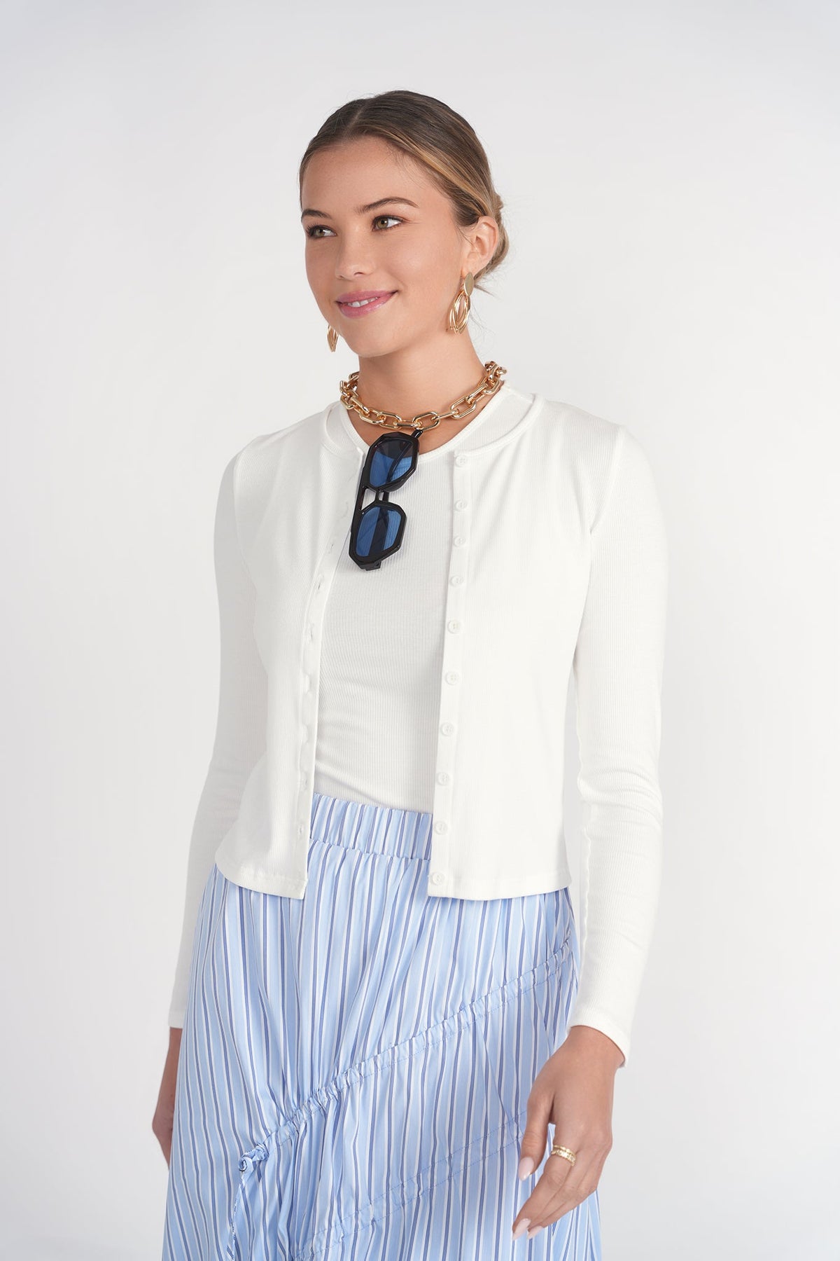Cardigan Tee- White