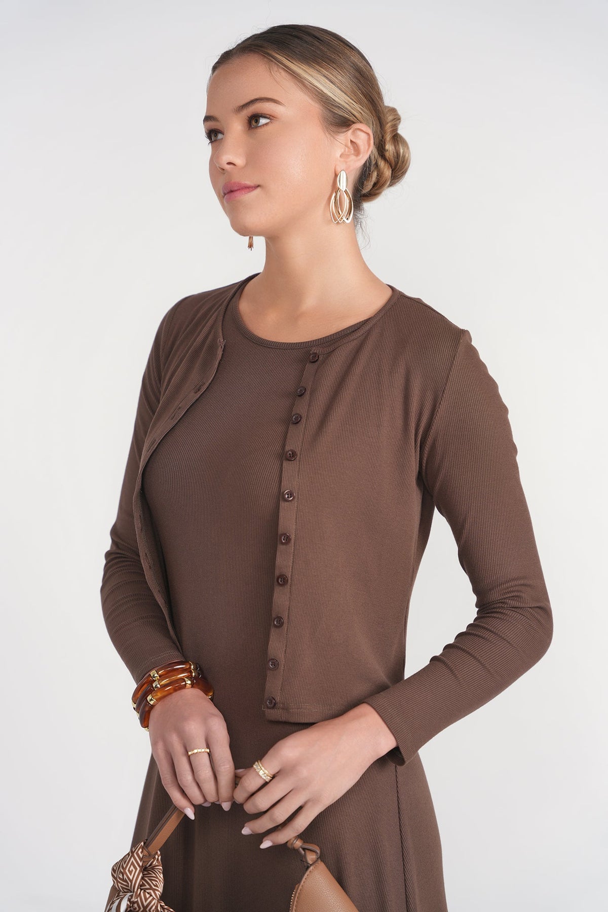 Cardigan Tee- Chocolate