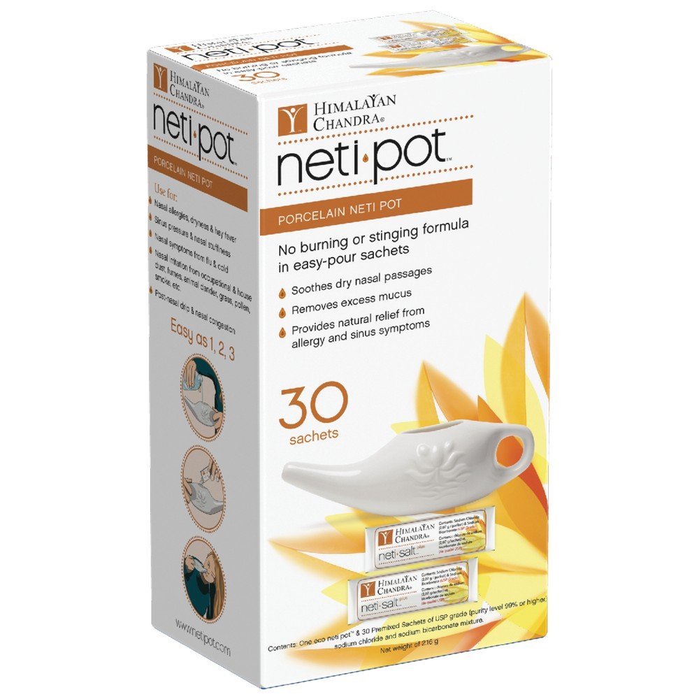 Himalayan Chandra Neti Pot Porcelain With 30 Sachets By