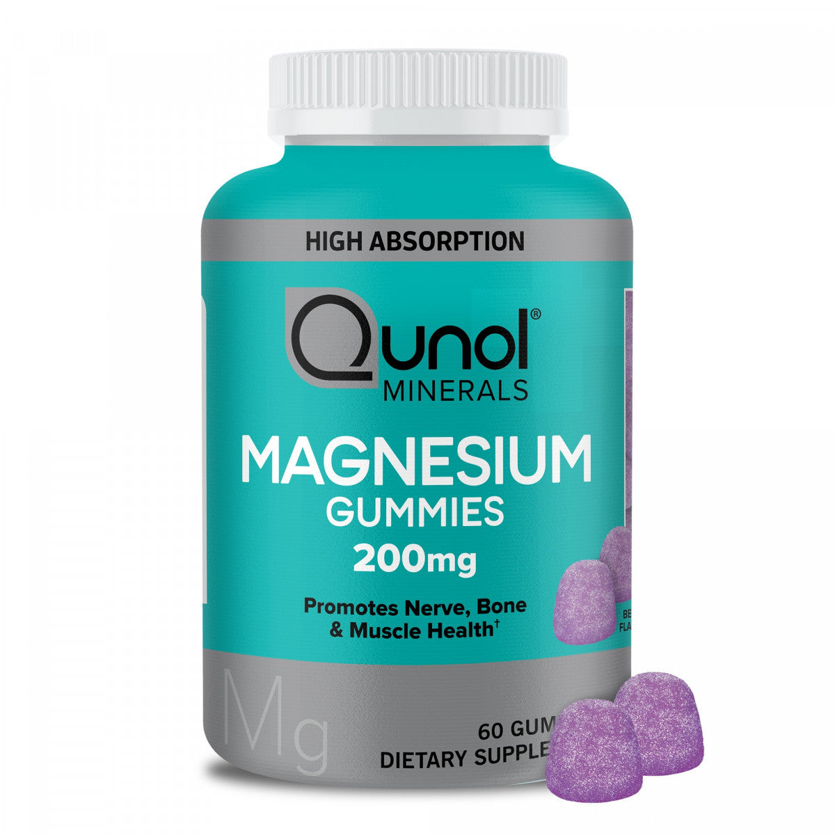Qunol Magnesium, High Absorption, Berry Flavor, 200 Mg, Gummies