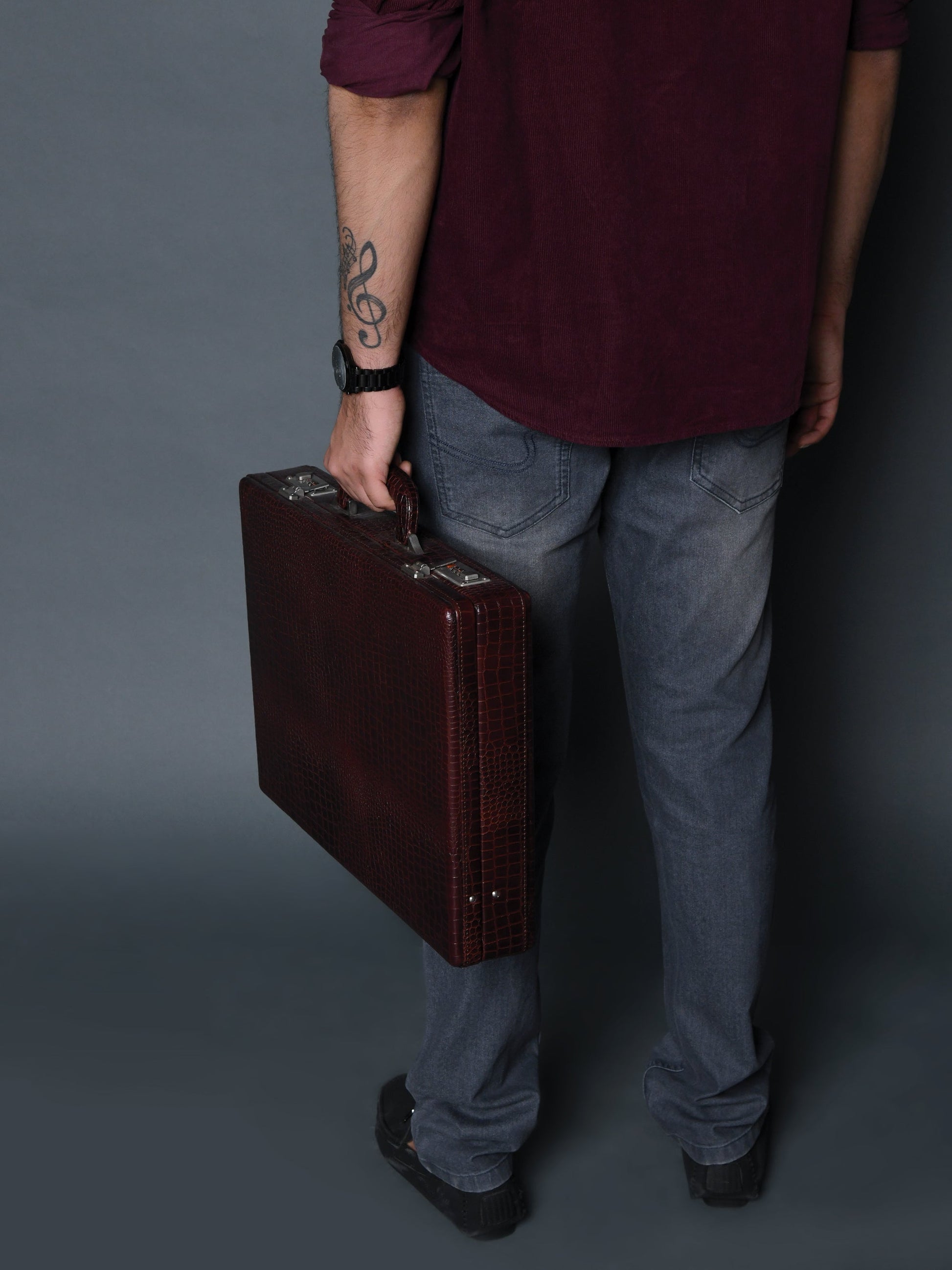 Executive Croco Leather Briefcase/Suitcase- Brown - Osadia Concept Store