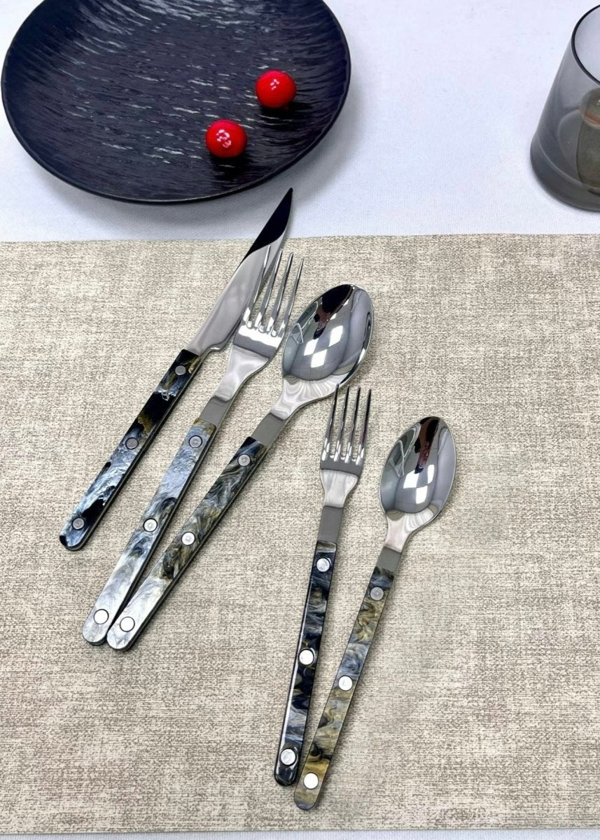 Set Of 10 Pcs Terra Flatware, Modern Elegant Cutlery Silverware