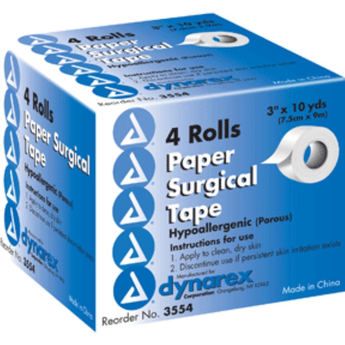 Dynarex Paper Surgical Tape Hypoallergenic 3 Inches X 10 Yards