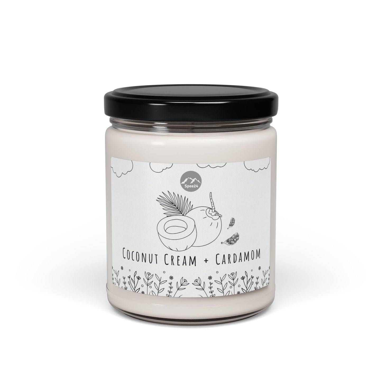 Coconut Cream Cardamom Soy Candle, Relaxing Aromatherapy Gift, Home Fragrance, Eco-Friendly Candle, Self-Care, Cozy Decor -- 9 oz