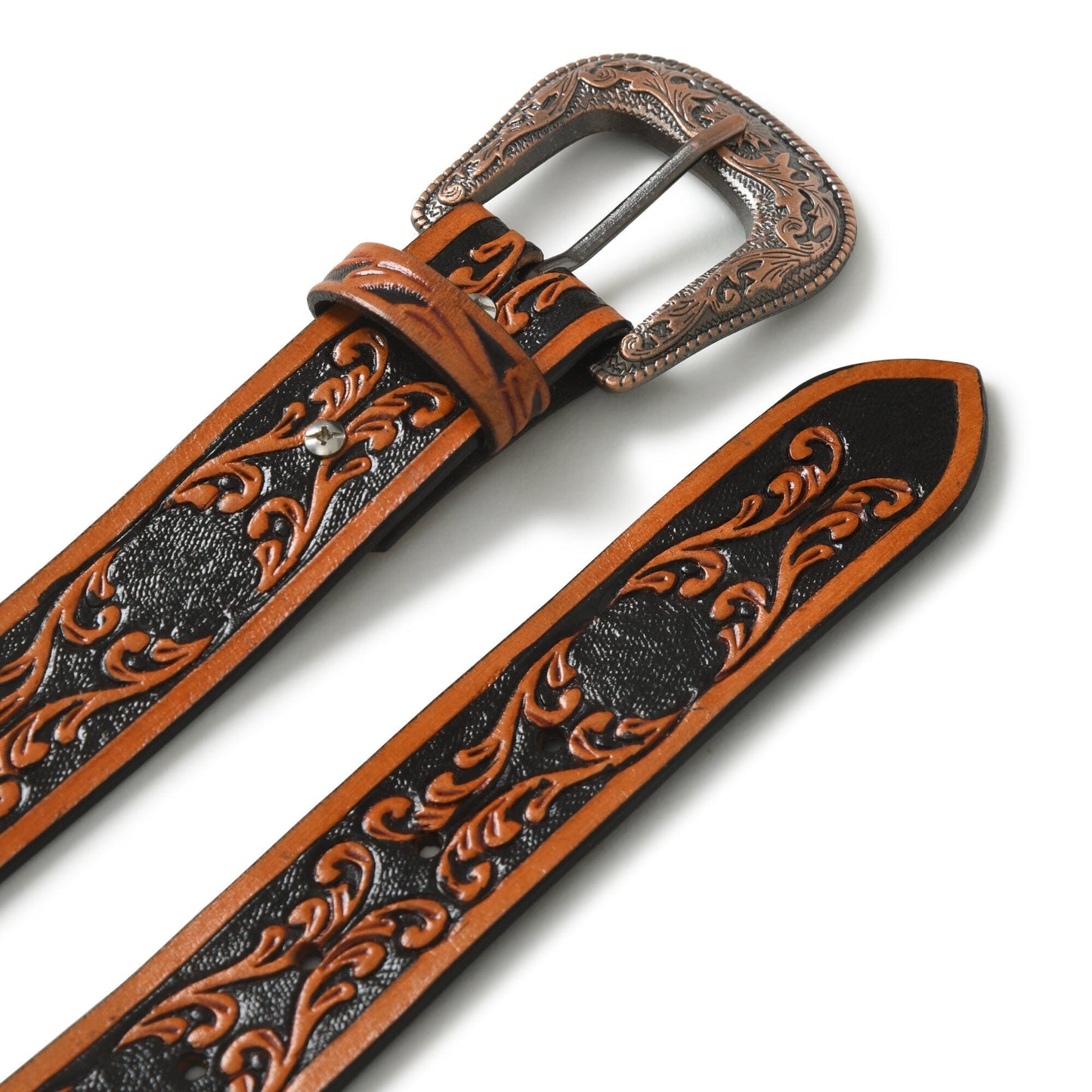 Western Cowboy Leather Belt - Black & Brown - Osadia Concept Store