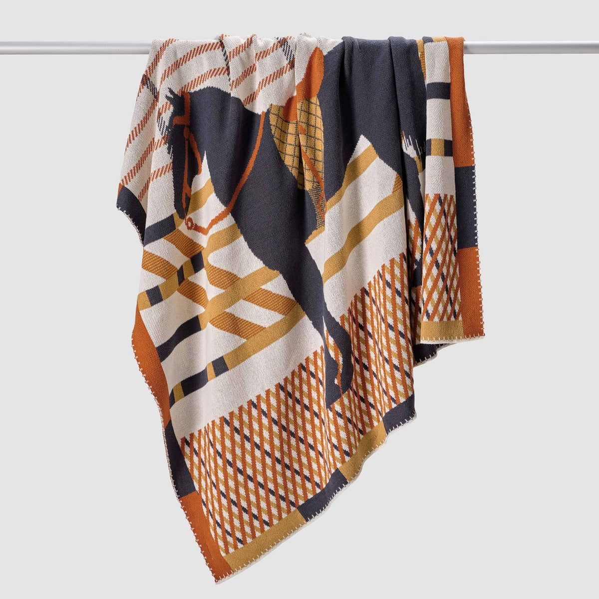 Equestrian Cheval - Cotton Sustainable Knit Patterned | Stripes Throw Blanket