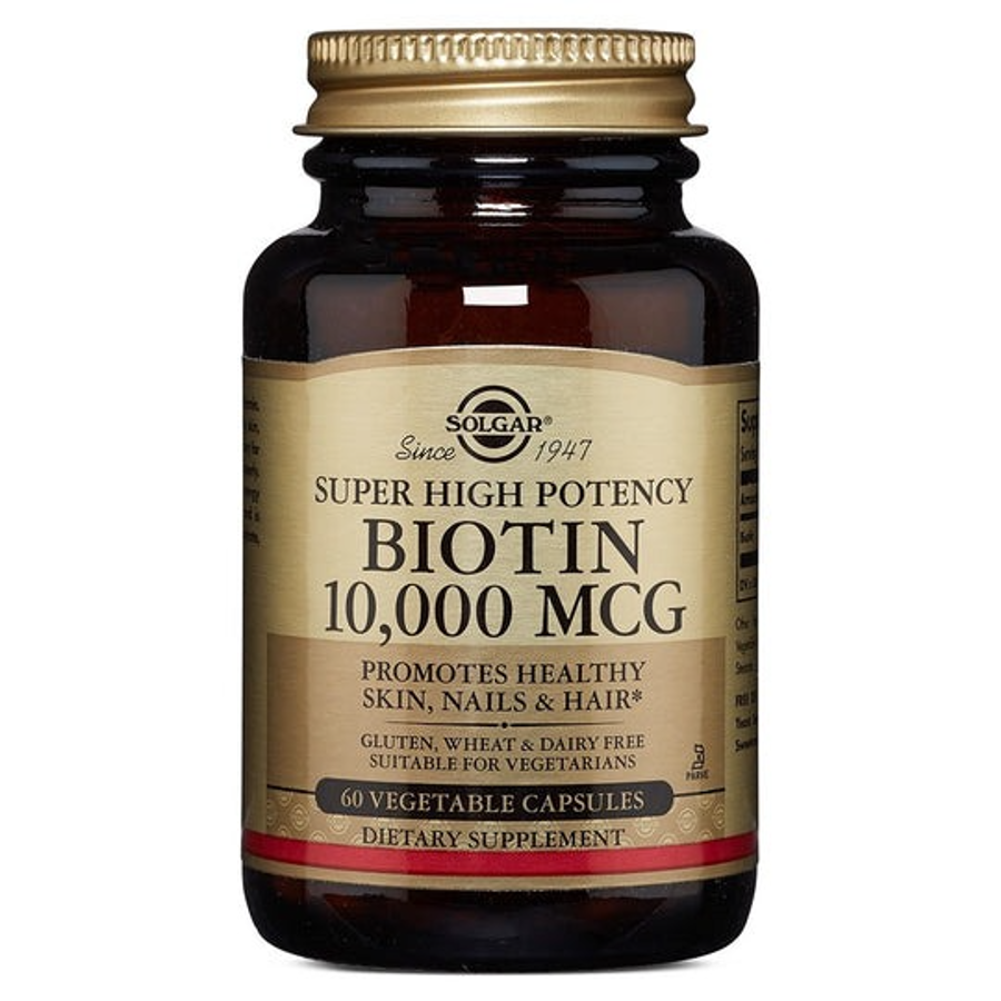 Solgar Super High Potency Biotin 10,000 Mcg 60 Vegetable Capsules