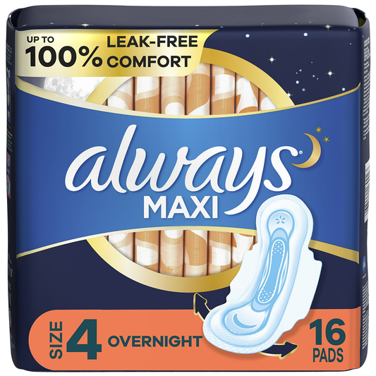 Always Maxi Overnight Pads With Wings, Size 4, 16