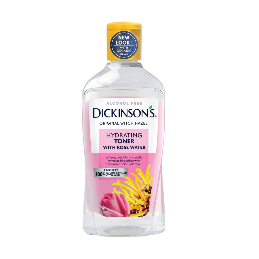 Dickinson's Enhanced Witch Hazel Hydrating Toner With Rosewater, Alcohol Free, 98% Natural Formula, 16 Fl Oz