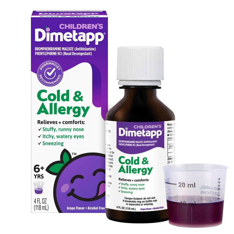 Dimetapp Cold & Allergy, Children's, 6+ Yrs, Grape Flavor 4 Fl Oz