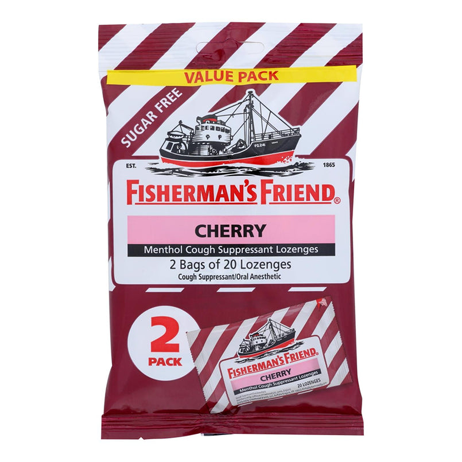 Fisherman's Friend Menthol Cough Suppressant Lozenges, Sugar Free, Cherry, 40 Lozenges