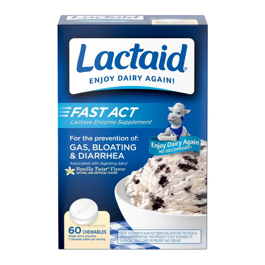 Lactaid Lactase Enzyme Supplement, Fast Act, Vanilla Twist Flavor, Chewable Tablets