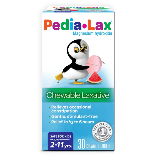 Pedia-Lax Oral Saline Laxative Gentle & Safe Constipation Relief For Kids Watermelon Flavor 30 Chewable Tablets
