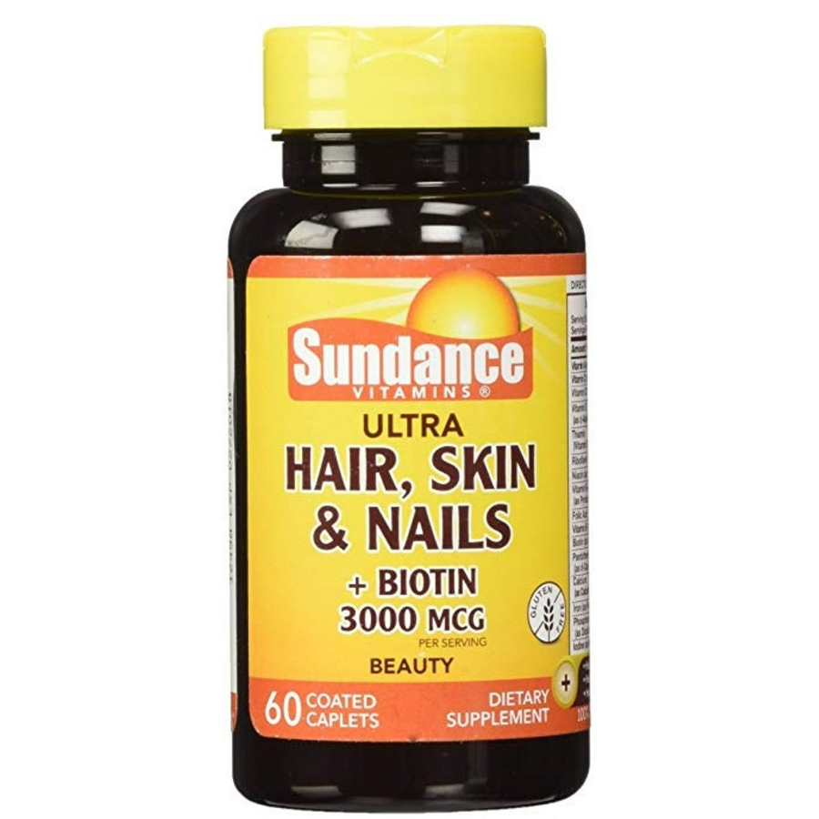 Sundance Ultra Hair - Skin & Nails + Biotin Coated Caplets, 5000 Mcg, 60 Tabs