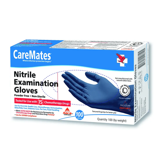 CareMates Nitrile Powder Free Examination Gloves, Medium