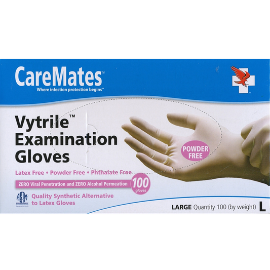 CareMates Vytrile-Powder Free Examination Gloves, Large