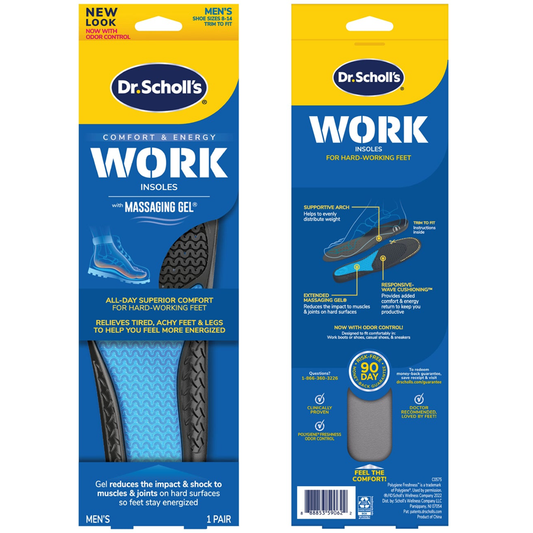 Dr. Scholl's Comfort & Energy Work Massaging Gel Advanced Insoles For Men - Size (8-14)