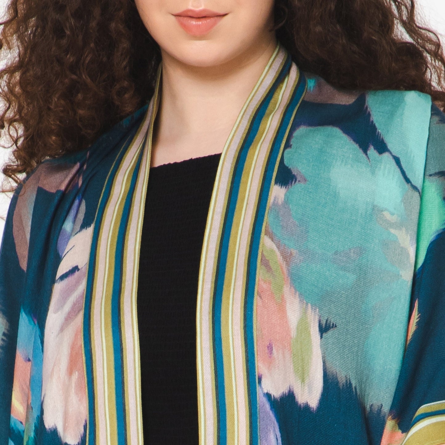 Conspicuous Floral Kimono - Cobalt Blue