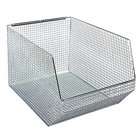 Quantum Storage Systems QMB560C 5-Pack Wire Mesh Stack And Hang Bins 18-1/2 X 11 X 10-1/8 Chrome