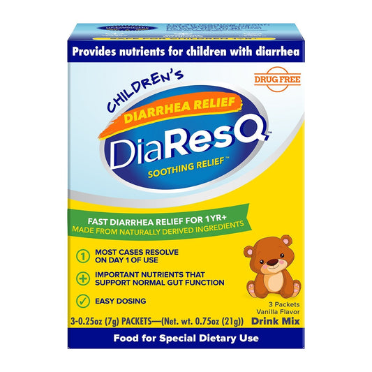 DiaResQ Children's Soothing Diarrhea Relief Drink Mix Packets Vanilla Flavor