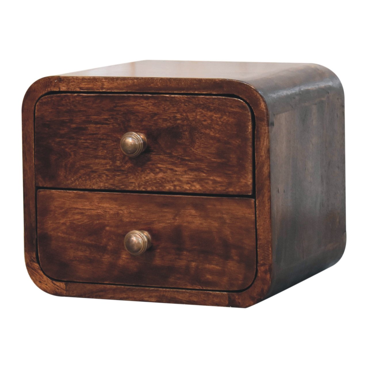 Solid Wood Mini Curved California Walnut Wall-Mounted Bedside Table
