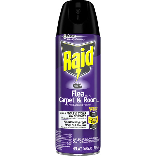 Raid Flea Killer Aerosol Plus Carpet & Room Spray, 16 Oz