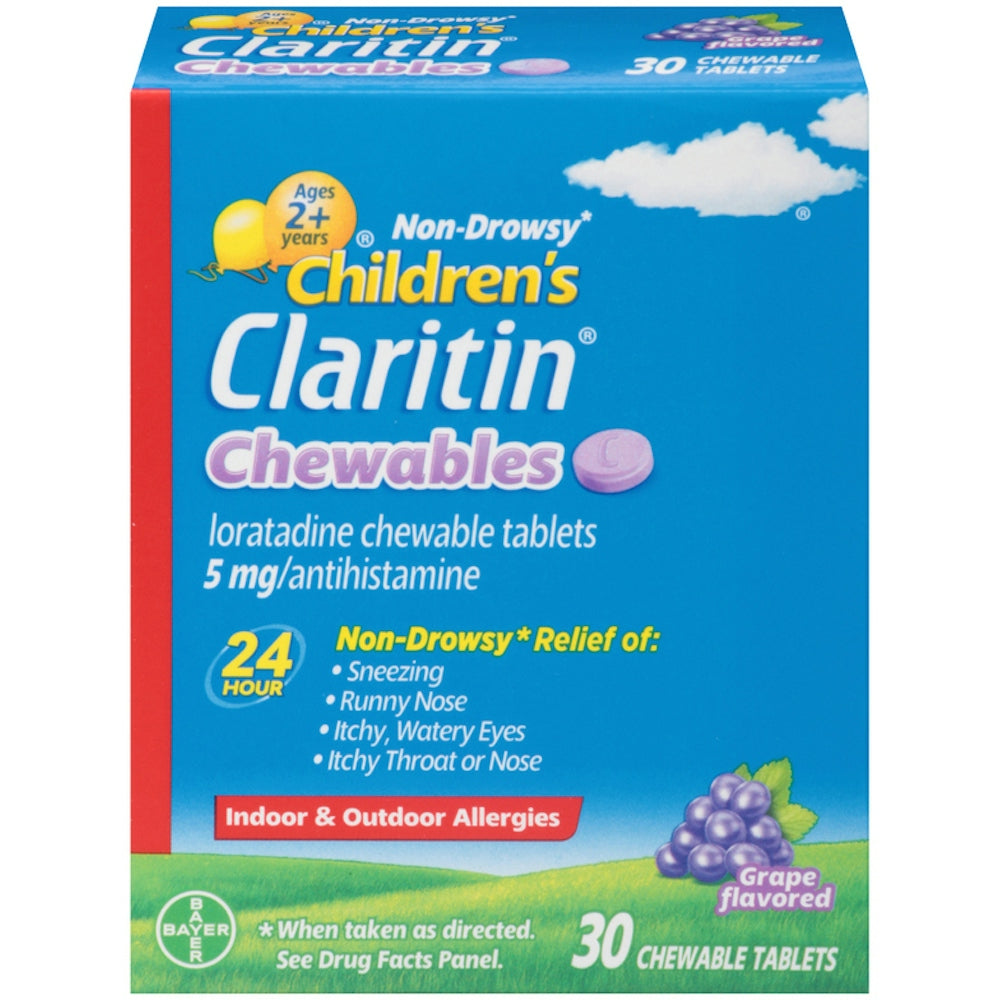 Claritin Antihistamine, Children's, Non Drowsy, Grape Flavored, Chewables