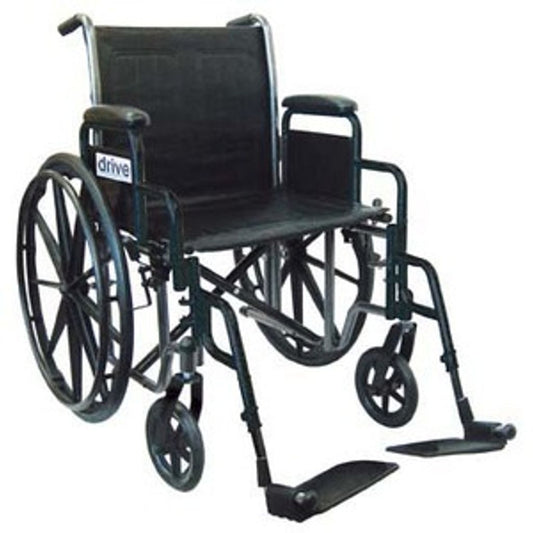 Drive Medical Silver Sport 2 Wheelchair, Detachable Desk Arms, Swing Away Footrests, 18" Seat