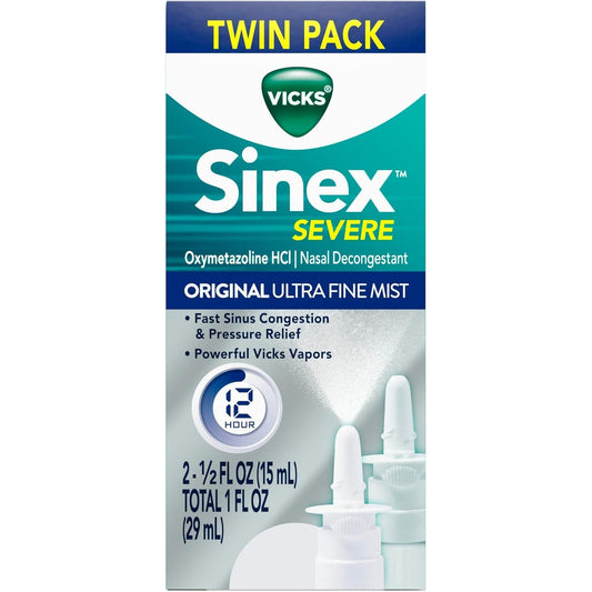 Vicks Sinex Severe Original Sinus Nasal Spray Decongestant, 0.5 Fl Oz - Fast Relief Of Cold And Allergy Congestion