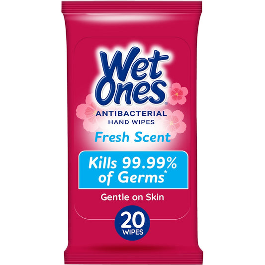 Wet Ones Antibacterial Hand Wipes Travel Pack, Fresh Scent, 20ct