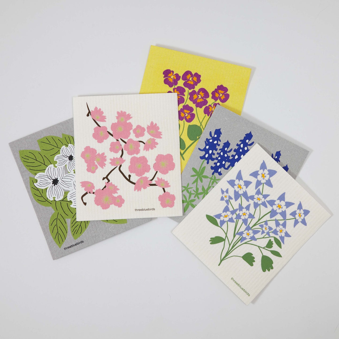 Botanical Bundle (5 Swedish dishcloths)