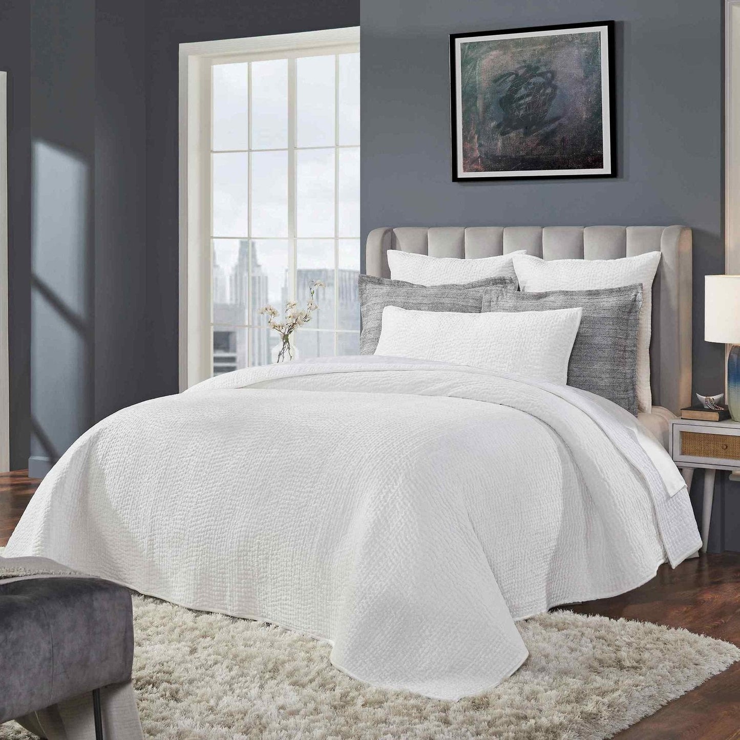 Laguna Pick Stitch Velvet Coverlet - Clearance