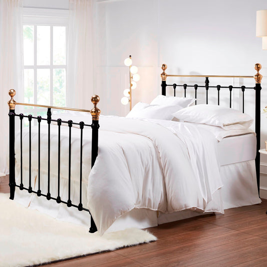Castile Metal Bed Satin Black With Brass
