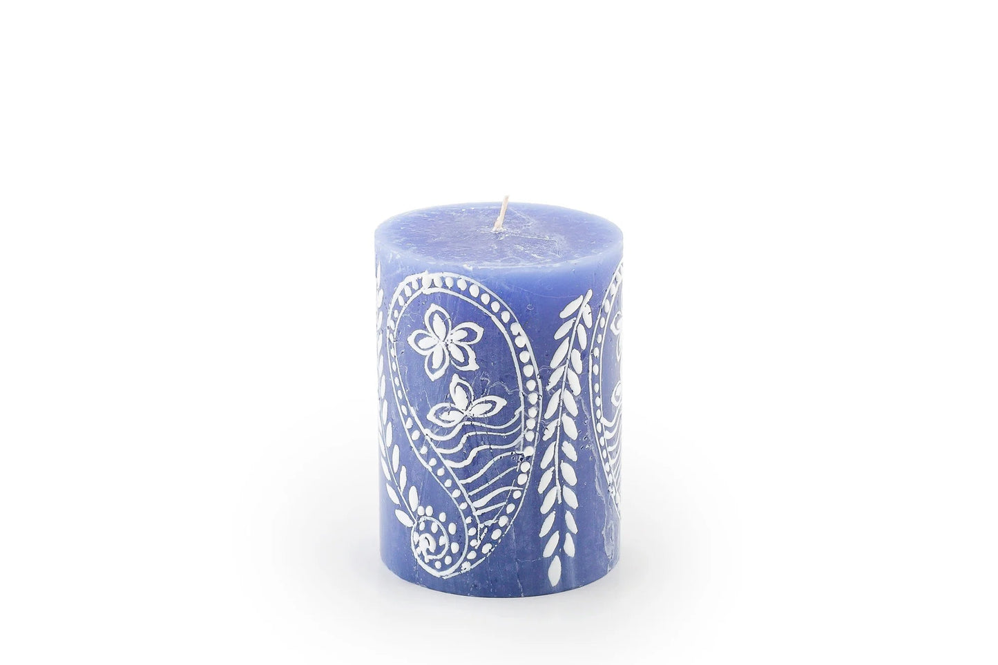 Henna White on Blue Painted Candles
