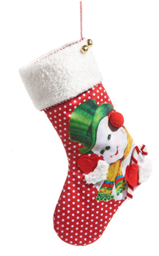 19" Retro Christmas Stocking Santa/Snowman