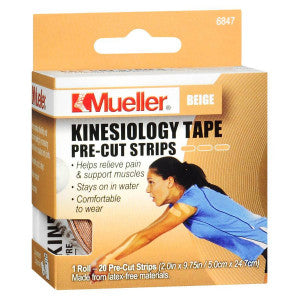 Mueller Kinesiology Tape Pre-Cut Strips Beige