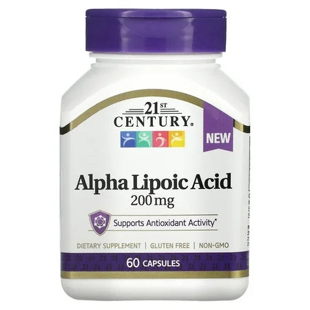 21st Century Healthcare Alpha Lipoic Acid 200 mg, 60 Count Vegetarian Capsules