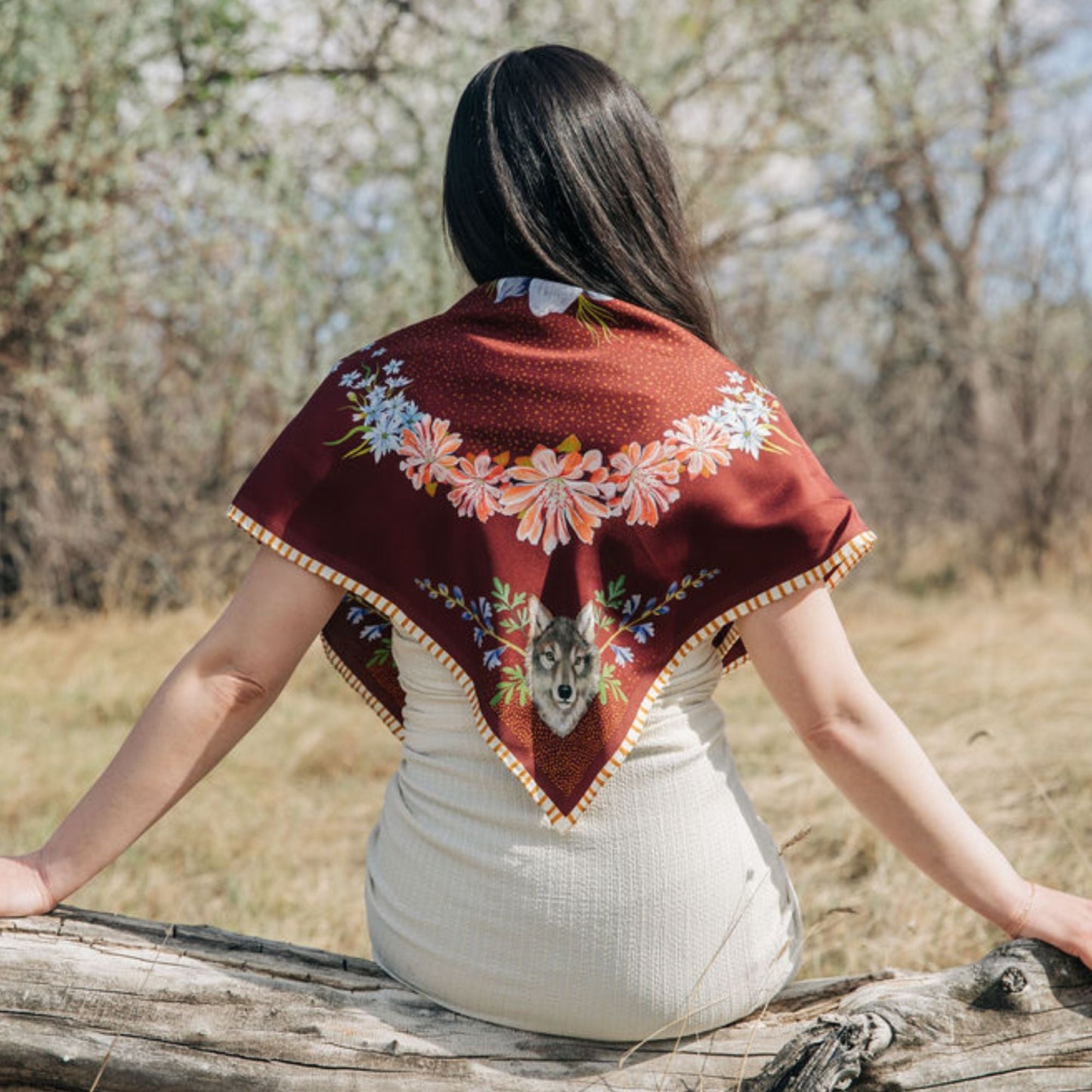 100% Silk Scarf: Lupine - Wolf Wildflower Pattern