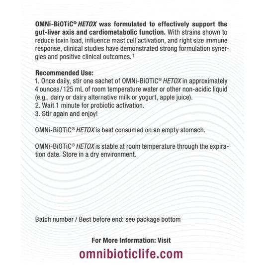 OMNi BiOTiC HETOX Probiotic Liver Detox – Bifidobacterium & Lactobacillus Probiotic Supplement – Hypoallergenic Gut-Liver Support – Non-GMO Detox Cleanse For Men And Women