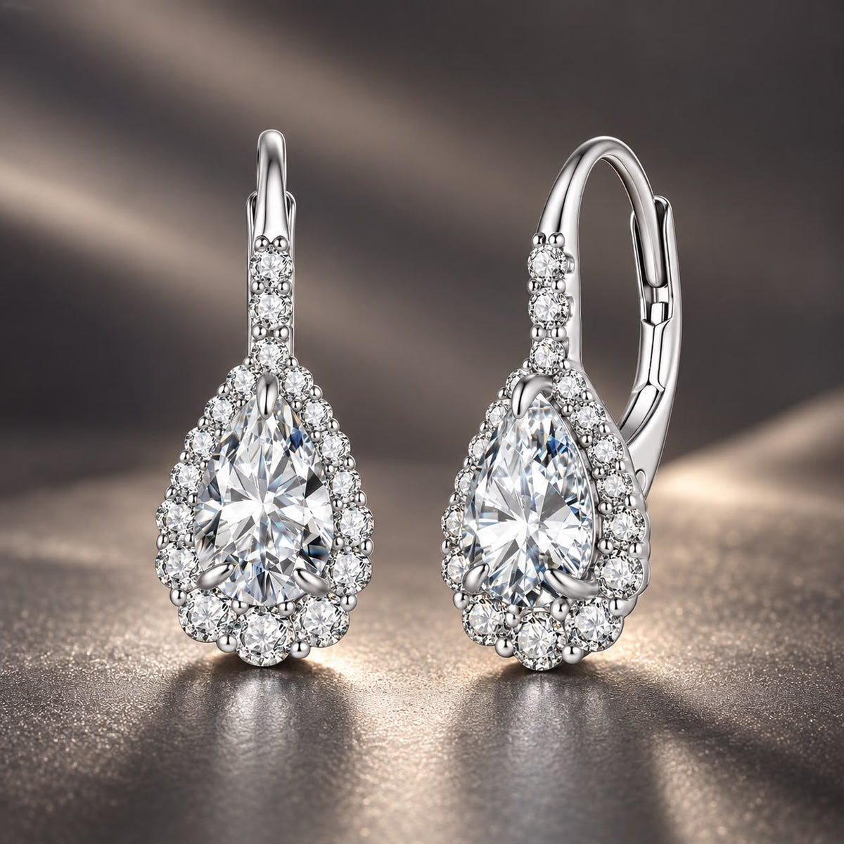 925 Sterling Silver White Gold Plated 1ct Moissanite 1.9x0.8cm Pavé CZ Drop Earrings for Women