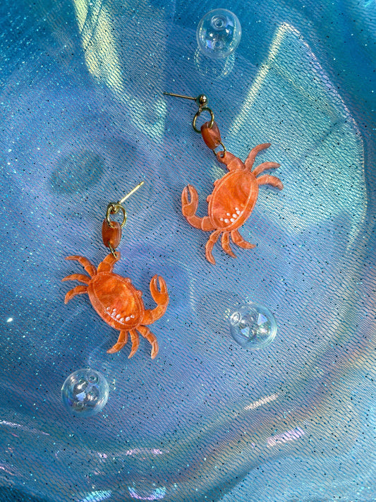 Crawling into Summer Crab Earrings